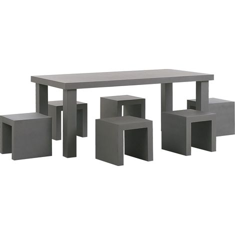 Garden Dining Set with Stools 6 Seater TARANTO Concrete Grey