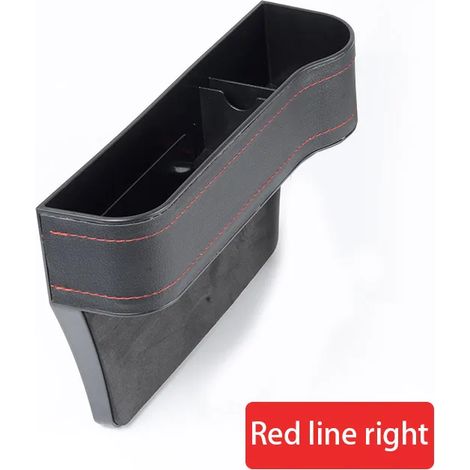 (Cuir noir droit) Porte-gobelet de voiture en cuir, organisateur de siège, boîte de rangement multifonctionnelle pour l'espace entre les sièges, accessoires intérieurs (1/5)