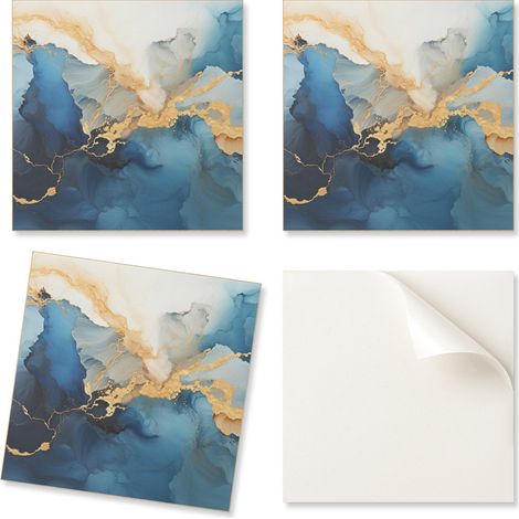 Baldosas decorativas autoadhesivas de vinilo para pasillo - Dise帽o abstracto con ondas 20x20x20 cm