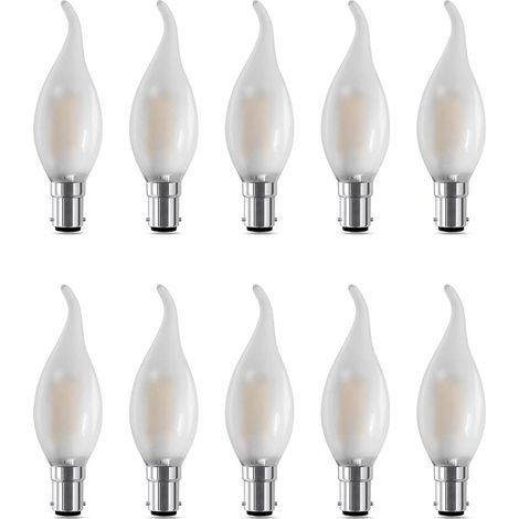 Ampoule Baillonette LED B15 Dimmable C35 4W Ampoules Baïonnette Filament Flamme Petit Culot 4W Équivalant 40W B15d Ampoule Baionnette Lumière Blanc Chaud 2700K, Lot de 10 [Classe énergétique F] (1/5)