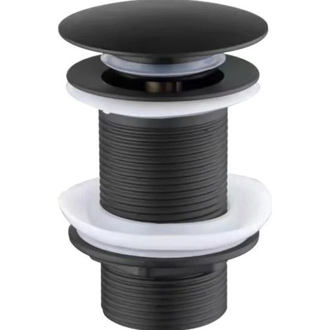 Bonde de lavabo pop-up sans trop-plein, mécanisme en laiton, installation facile, compatible lavabos standard - noir (1/4)