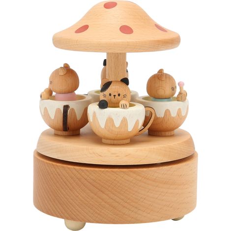 Boîte à musique chat mignon, décoration intérieure en bois pour salon chambre, cadeau Saint-Valentin (1/5)