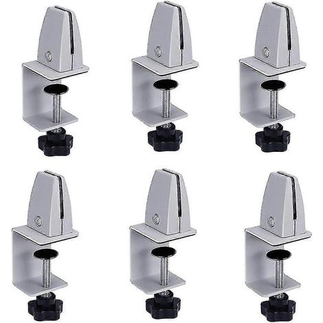 Clips de fixation pour écran anti-éternuements, pinces réglables pour cloison de bureau en aluminium, pour panneaux de 3 à 25 mm d'épaisseur (lot de 6) (1/5)