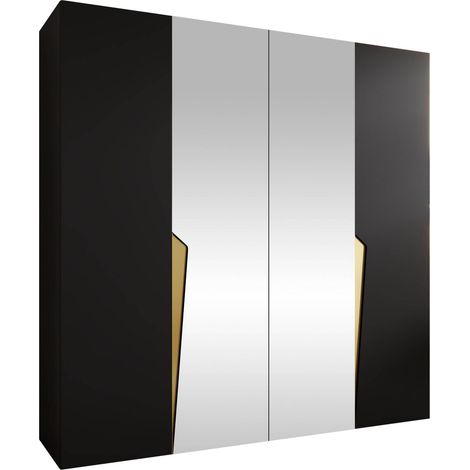 Armoire Hartford 610, Noir, 202x200x52cm, Portes d'armoire: Avec des charnières, Nombre d'étagères: 0 (1/5)
