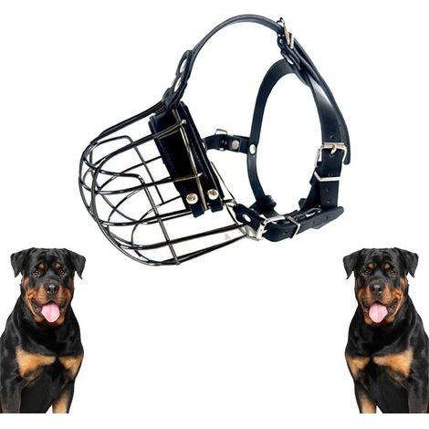 Une muselière noire pour chiens, de 40 cm de long, pour éviter les morsures et les ingestions accidentelles, et pour empêcher les aboiements. (1/5)