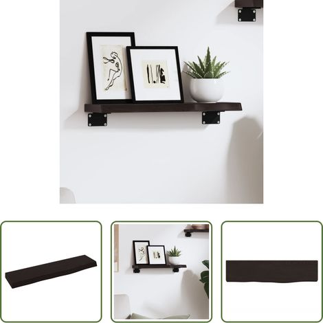 Wandregal Eiche - Wandregal Dunkelbraun 40x10x2 cm Massivholz Eiche Behandelt (1/5)