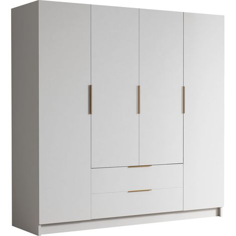 Armario Closico Cadron I, Blanco, 216x200x60cm, Puertas de armario: Con bisagras, Número de estantes: 0