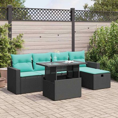 vidaXL Set Divano da Giardino 6pz con Cuscini Grigio Polyrattan Acacia (1/5)