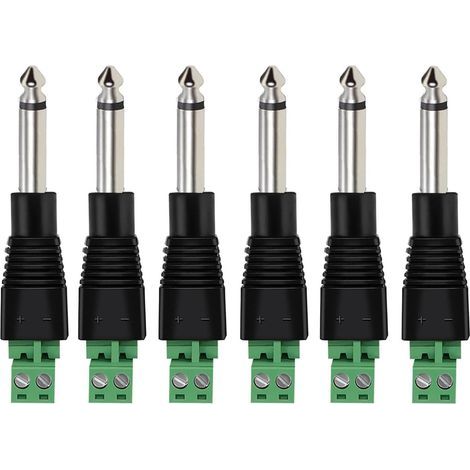 pezzi Adattatore da connettore maschio TS da 6,35 mm a terminale a vite, spina bipolare senza saldatura per audio, connettore mono maschio da 6,35 mm a terminale a vite per altoparlante e microfono (1/5)