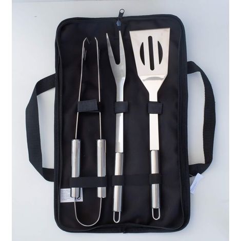 Ensemble d'ustensiles de barbecue - Acier inoxydable, 3 pièces. Ustensiles de cuisine, accessoires pour hamburgers et steaks, composé de... - AquaForge (1/5)