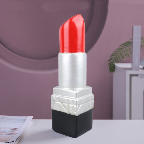 Jarrón decorativo creativo con forma de pintalabios, resina de alta calidad, elegante decoración floral para tiendas y cafeterías, color plata. (1/5)
