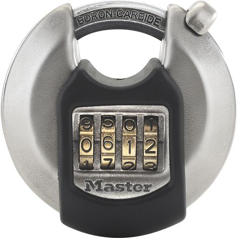 MASTER LOCK Disco Lucchetto ad Alta Sicurezza [Combinazione] [Acciaio Inox] [Esterno] M40EURDNUM - Ideale per Portali, Garage, Combinazione,Sconto (1/4)