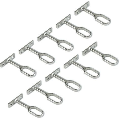 Support central pour barre de penderie ovale,Nickelé, Lot de 10 (1/5)