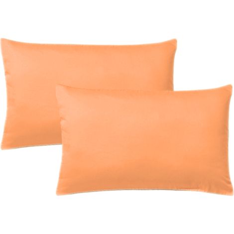 KLULK Set 2 Federe Per Cuscini Per Bambini 40x60 Cm,In Puro Cotone 100% Fibra Naturale In Tinta Unita Arancio Made In Italy