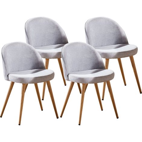 Hobag – Lot de 4 chaises scandinaves – Tissu gris – Pieds en hêtre – Dimensions L52 x W51 x H82 cm – Hauteur d'assise 54 cm