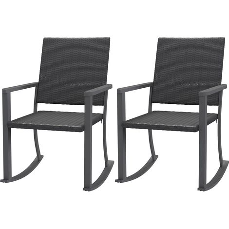 YODOLLA Gartenstuhl, Außen Rattan Feuerschale Terrassestühle mit Armlehnen & Metallrahmen, 2 STK.