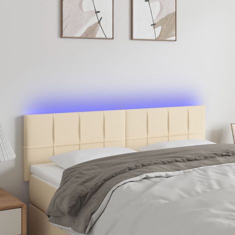 vidaXL Testiera a LED Crema 144x5x78/88 cm in Tessuto (1/5)