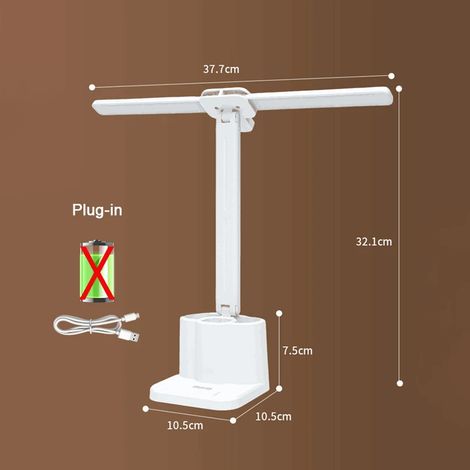 (Lampe de bureau LED à brancher de type B, luminosité réglable sur trois niveaux, veilleuse tactile, chargement USB, confortable pour les yeux et pliable)