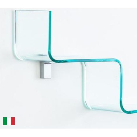 Mensola vetro Curvato trasparente 100x20,5xh 11 cm Made in Italy - Step (1/2)