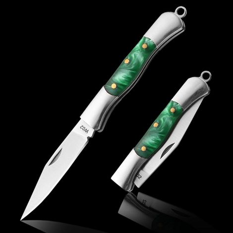 Mini Klappmesser Edelstahl mit Schlüsselanhänger, Zweihand-Messer für Outdoor & EDC