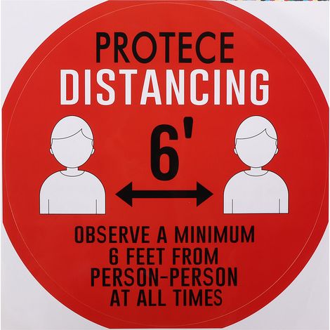 Lot de 5 autocollants de distanciation sociale au sol, marquage de distance, pour écoles, marchés et espaces publics, orange (1/5)