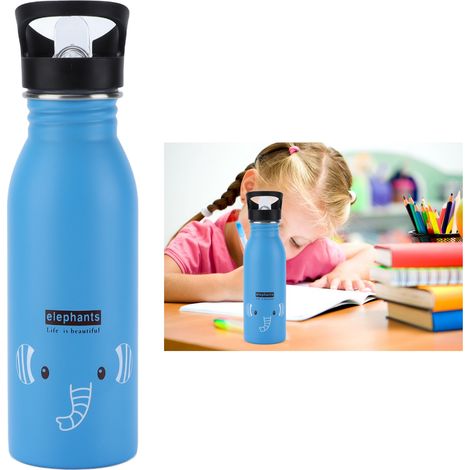 500-ml-Sport-Trinkflasche, isolierte Trinkflasche aus Edelstahl 304, blaues Elefantenmotiv, auslaufsichere Trinkflasche für Sport und Freizeit (1/5)