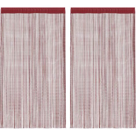 Rideau en fils 2 pcs 140 x 250 cm Bordeaux – Rideau séparateur de pièce et fenêtre en polyester lavable (1/5)