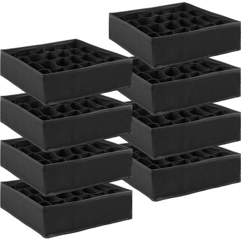Lot de 8 organiseurs de sous-vêtements, tiroirs, organiseurs chaussettes, penderie, 24 compartiments, boîte de rangement en tissu pour vêtements, chaussettes, cravates, petites pièces, 32 x 32 (1/5)