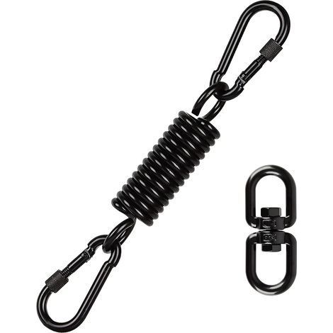 Chaise Suspendue à Ressort, Ressort en Acier de Balançoire avec 2 Mousquetons et 360 °Crochet Pivotant, capacité de Charge jusqu'à 220KG, avec Deux Mousquetons pour Chaise Suspendue Hamac Suspen