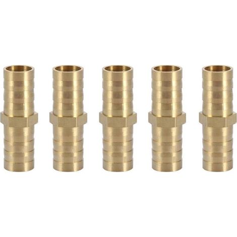 Gerader Steckverbinder mit Widerhaken, Messing, gerader Zweiwege-Rohradapter, Rohrverschraubung, Verbindungsrohrverschraubung, 10 mm (10 mm, 5 Stück)  - Crezuo