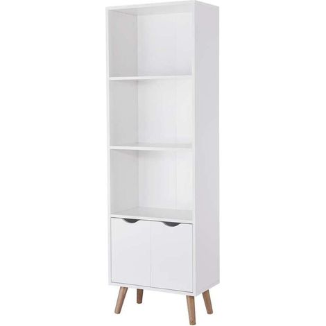 Estantería 2 puertas, 3 huecos Nando acabado blanco, 160cm(alto) 50cm(ancho) 30cm(fondo). .