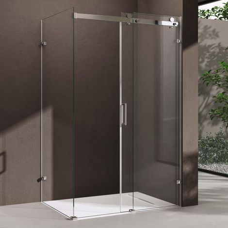 doporro Box Doccia Angolare 75x140 cm Apertura Scorrevole in Cristallo Temperato 8mm Trasparente Anticalcare, Senza Telaio con Piatto Doccia Incluso – Ravenna17K