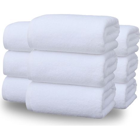 Lot de 10 Serviettes de Toilette Blanches en Coton Doux Très Absorbantes et Confortables. Idéales pour Salle de Bain. Spa. Salle de Sport et Cadeaux Pratiques (1/5)