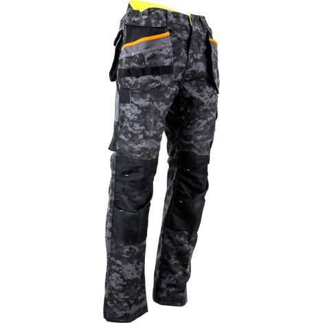 LMA – Pantalon de jardinage renforcé en canvas – Poches genouillères – Imperméable – Ceinture élastiquée – Pour professionnels du bâtiment