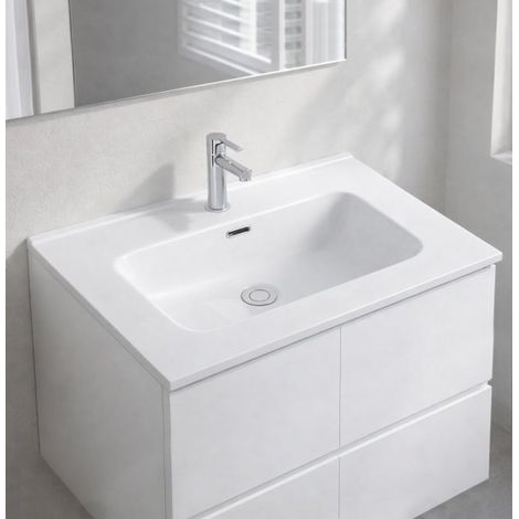 Lavabo consolle da appoggio LAV9060S in ceramica 1 vasca 61x46.5 cm. bianco lucido