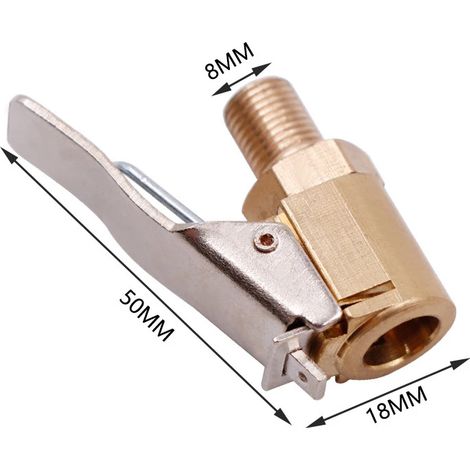 Accessoires auto pour compresseur : mandrin de gonflage de pneu en laiton de 8 mm, clip de serrage, adaptateur de valve.-AquaForge