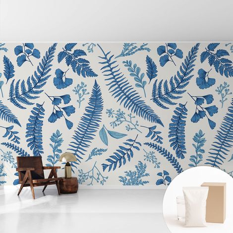 Papier peint intissé mural pour salon chambre à coucher tendance et originale - Colle incluse gratuite Motifs botaniques 416x254 cm (1/5)