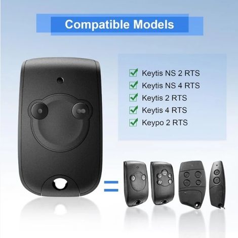 Télécommande et émetteur mural pour motorisations 1841026, 433,42mhz Télécommande NS 2 Canaux Bip Portail Porte De Garage, 2 Moteurs (Lot de 3)
