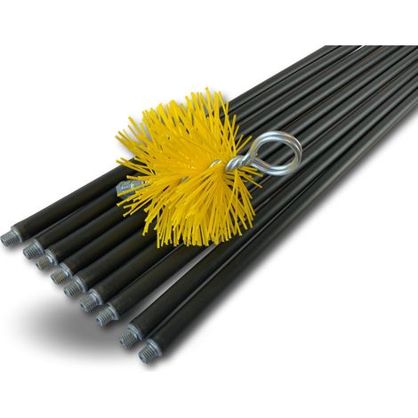Kibros – Kit ramonage hérisson synthétique 9 cannes 1,4m Ø 125mm – Flexible pour conduits droits – Embouts en zamac pour solidité