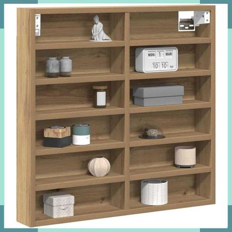 869190 Vitrine Chêne artisanal 60 x 8,5 x 58 cm Bois d'ingénierie (1/5)