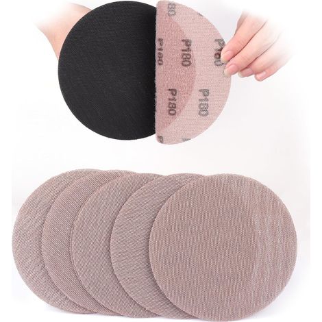 Treillis Feuilles Abrasive 150mm, 30 Pièces Papier a Poncer 180 Grains Abrasives Papier pour Ponceuses pour cloisons sèches (1/5)
