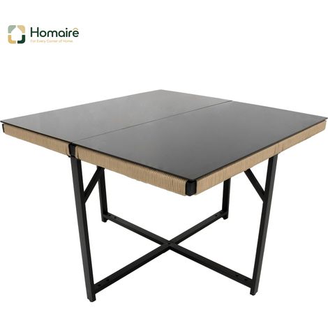 HOMAIRE Garten-Essgruppe 5-tlg mit Esstisch et 4 chaises empilables en fil fin et fer, plateau de table en verre de sécurité 5mm
