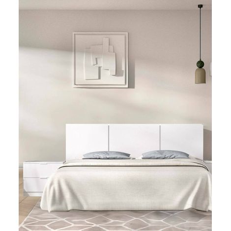 Dmora - Cabecero de cama Chanhom, Atrás, Cabecero de dormitorio, Reposacabezas, 157x34 h96 cm, Blanco (1/5)