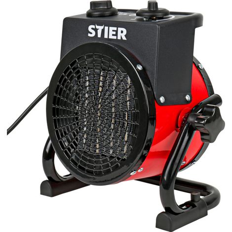 Stier – Appareil de chauffage électrique céramique 2,0 kW – Caisson en céramique – Thermostat continu – Ventilateur puissant pour chantiers humides
