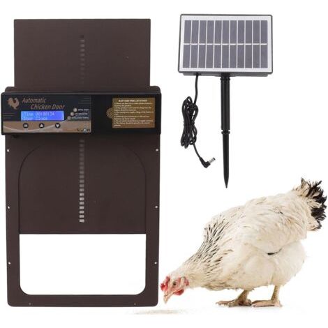 Solar Powered Automatic Chicken Coop Door, Waterproof and Durable, Aluminum Automatic Chicken Coop Doors with Timer, IP45 for Home Farm (1/5)