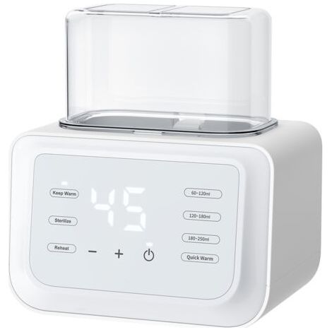 Chauffe Biberon, Stérilisateur Biberons 3-En-1 Réchauffeur Rapide Pour Aliments Pour Bébés et Dégivrage Réchauffeur Sans BPA Avec écran LCD ContrôLe Précis De La Température (Blanccrème)