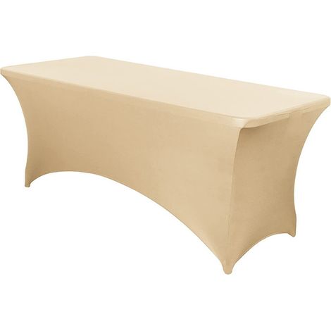 1 nappe de table rectangulaire, élastique en spandex, 183x75x75 cm, noir/blanc/champagne/bleu, pour salle à manger et événements (1/5)