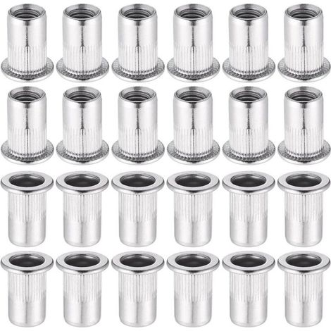 60 Pièces 304 Ecrou a Sertir M8 en Acier Inoxydable Tête Plate Ecrou Aveugle Rivet Fileté Ecrou a Rivet pour pince à insert fileté (1/5)