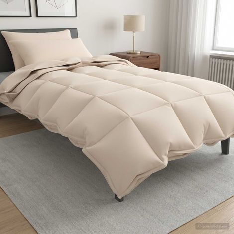 vidaXL Juego de Edredón 2 uds. 155 x 220 cm Kapok y poliéster Beige (1/5)