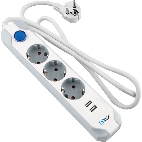 Onlex pro base 3 prese + 2switch usb 1,5 metri (1/2)
